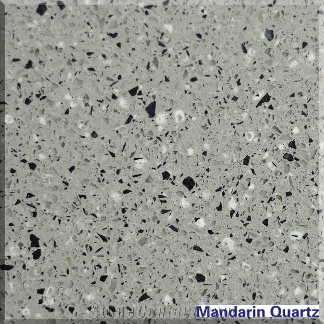 Gray Quartz with Black Spots Quartz Kitchen Surfaces Countertops Island Top 1 1/5" Inch Thickness Available