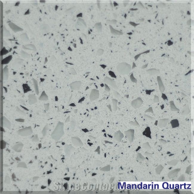 Grey Quartz Surfaces with Black Stellar Glass Kitchen Surfaces Tabletop Countertops from China in Factory Low Prices