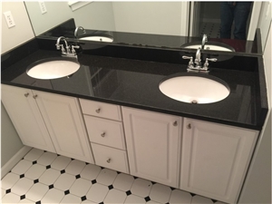 High Quality Black Engineered Quartz Stone for Bathroom Tops Vanity Tops Countertops. Made from Yunfu Guangdong. Custom Sizes Available