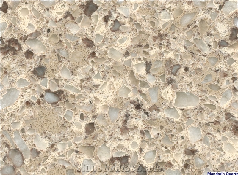 Hot Brown Color Quartz Stone Slab Artificially Manmade in Guangdong China Cut to Size