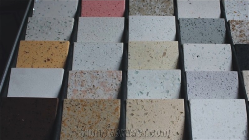 Quartz Stone Slabs & Tiles, Grey Engineered Stone Used for Interior Application Cut-To-Size and Custom Colors