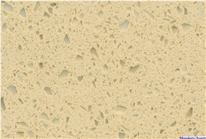 Solid 2014 Almond Color with Crystals Engineered Quartz Stone Slab and Tiles for Floorings Manmade Stone from Guangdong China