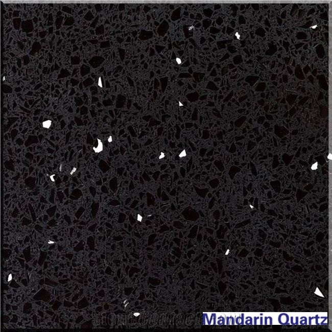 Sparkle Black Kitchen Quartz Countertop and Surface Tops Polished and Cut-To-Size with Heating Scratch Resistance