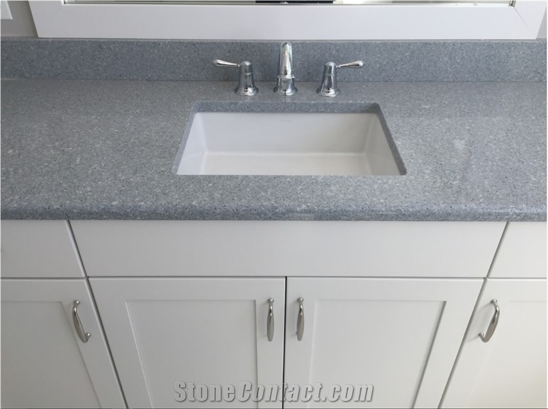 Sparkle Gray Quartz Stone Surfaces Bathroom Vanity Tops