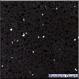 Sparkling Black Artificial/Engineered Quartz Stone Slab & Tile Polished in Wholesale Prices