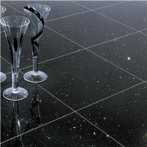 Stellar Black Quartz Stone Floor & Wall Tiles Cut to Size with Oem Service Manmade from Guangdong China