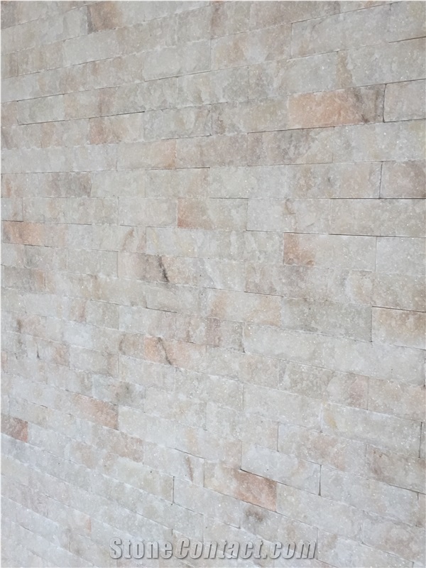 Natural White Pink Brick Marble Stone Split Wall Tiles