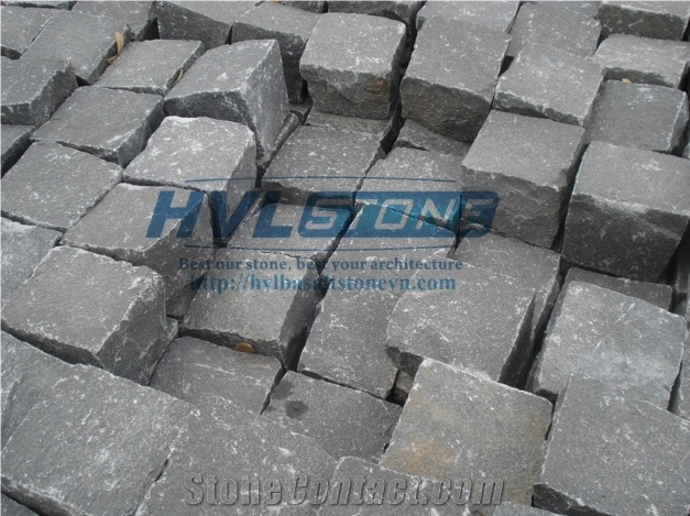 Grey Basalt Cube Stone, Pavers, Cobbles Stone
