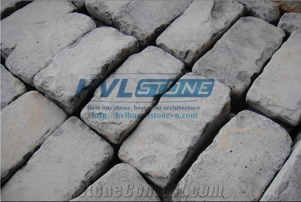 Grey Basalt Cube Stone, Pavers, Cobbles Stone