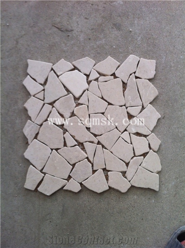 Botticino Classico Marble Stone Mosaic Tile Classical,Tipo Classico,Botticino Classico Extra,Marble Irregular Shape Crazy Series Marble Mosaic for Wall,Floor,Background