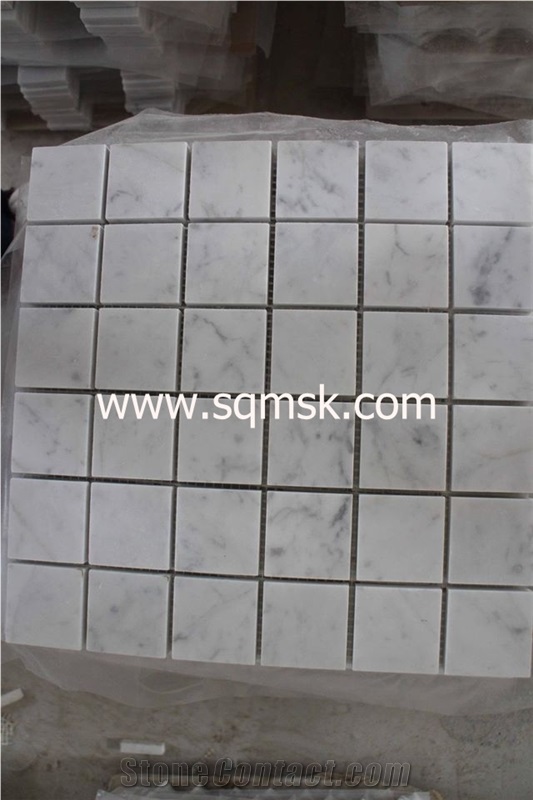 Carrara stone Mosaic tile,Bianco Di Carrara,Blanc De Carrare,Blanco, Bianca,White Carrara,White Carrera,Polished marble mosaic 48x48mm for Wall,Bathroom Floor