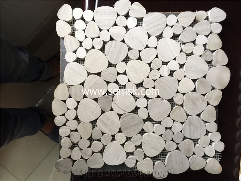 China Stone Mosaic Tile Wooden Grey Marble,Light Grey,Wood Grain Wenge Stone, Heart-Shape,Peach,Round Marble Mosaic for Wall,Floor,Bathroom, Interior,Hotel Decoration