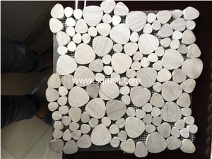 China Stone Mosaic Tile Wooden Grey Marble,Light Grey,Wood Grain Wenge Stone, Heart-Shape,Peach,Round Marble Mosaic for Wall,Floor,Bathroom, Interior,Hotel Decoration