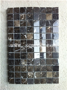 Chinese Dark Emperador stone mosaic, Irish Brown,Irish Brown China,New Emperador Brown,China Emperador Brown,China Dark Emperador Brown Polish 23*23mm Marble Mosaic for Wall,Floor,Bathroom,Interior