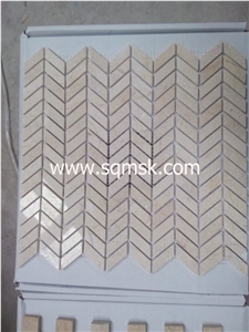 Crema Marfil Semi Stone Mosaic Tile Beige Color ,Pacific Polished Small Diamond Marble Mosaic for Wall,Floor,Interior