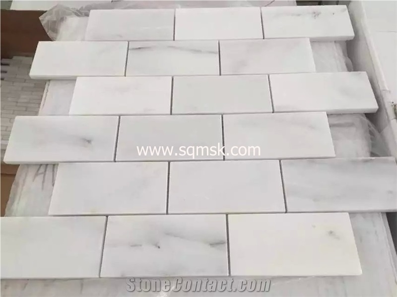 East White Stone Mosaic Tile,Snow White,Orient White Marble,Baoxing White,Sichuan White Marble Polished 48*98mm Brick Marble Mosaic for Wall,Floor,Bathroom,Interior Decoration