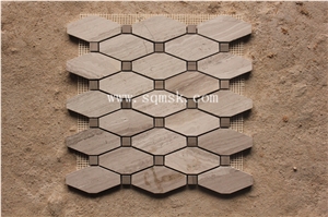 Guizhou Wooden Grain,White Wood Grain,China Serpegiante Gey Marble,Wooden Grey Polished Hexagon 48mm Marble Mosaic for Wall,Floor,Bathroom,Background,Interior Decoration