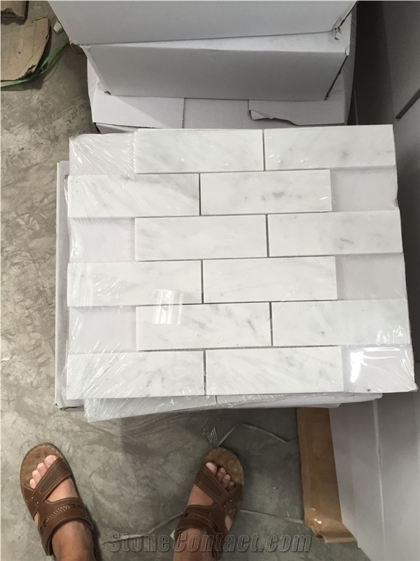 Italy bianco Carrara  white stone Mosaic tile,brick Blanc De Carrare,Blanco Branco Carrara,Bianca,White Carrera,polish 48*148mm marble mosaic for wall ,bathroom,interior decoration