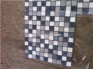 Nero marquina,cinderella grey,volakas white mix tumble 25*25mm marble mosaic for wall,floor,bathroom,backgroun,hotel interior decoration