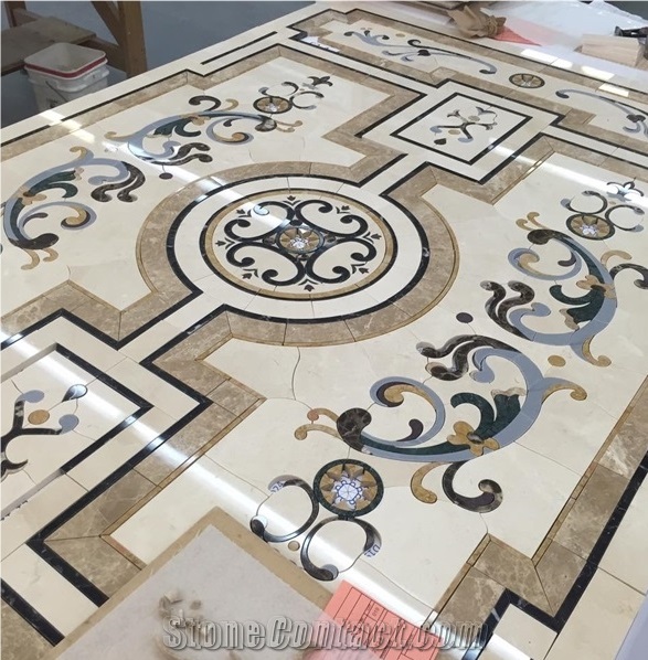 Waterjet Mosaic Medallions, Marble Inlay Pattern,Interior Stone Waterjet Floor Medallion