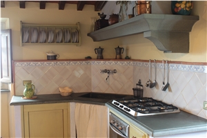 Pietra Di Matraia Honed Filled Kitchen Countertop, Kitchen Hood