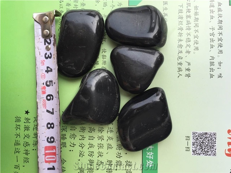 3-5cm Black Polished Pebbles/Black Polished River Stone