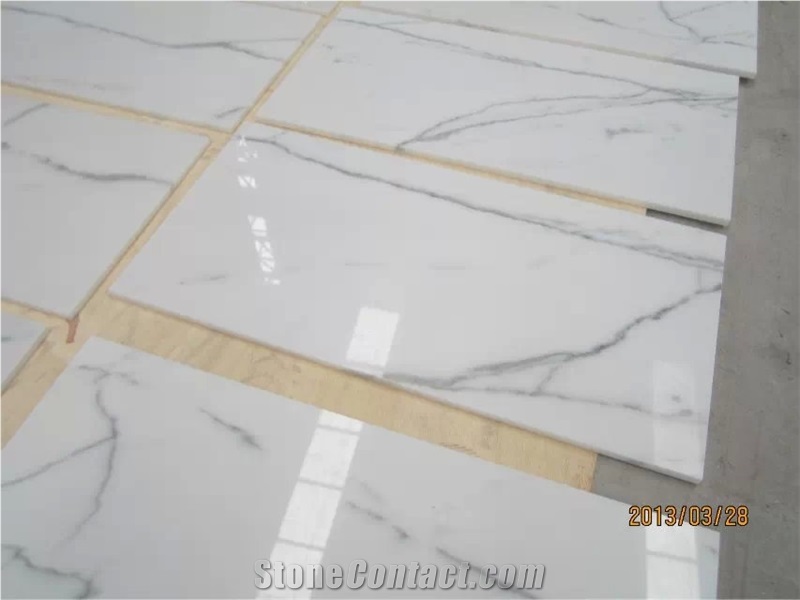 Calacatta Carrara Marble Tiles & Slabs, White Marble Tiles, High Quality Marble Floor Tiles