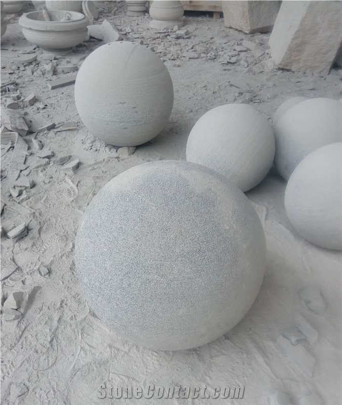 G654 Granite Landscaping Stones Balls, Bush Hammered China Impala Granite Balls, Granite Balls