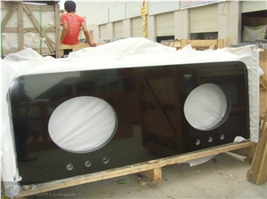 Mongolia Black Granite Bath Countertops, Polished China Absolute Black Granite Countertops