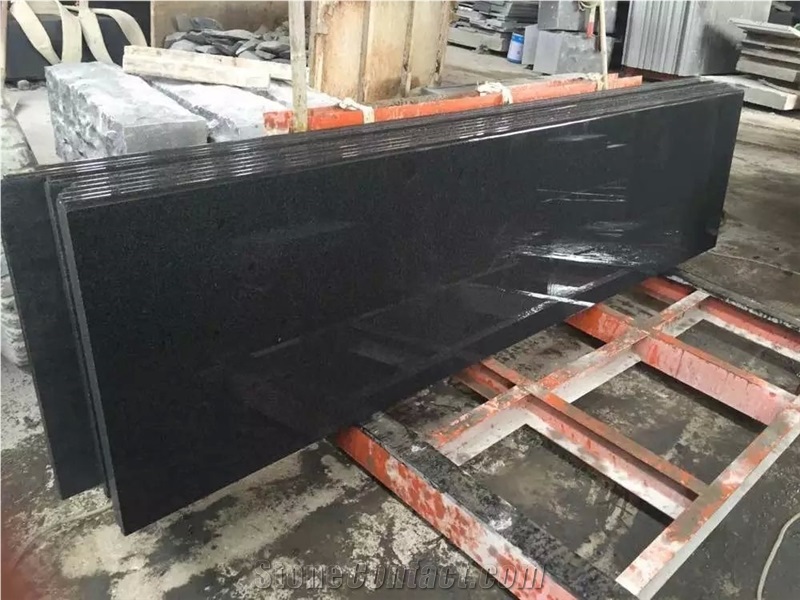 Size 2400x600x20mm Polished and Half Bullnose Granite Countertops Sesame Black G654 Granite