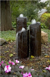 Black Basalt Garden Fountain ,Angle Basalt Garden Water Feature in Landscaping