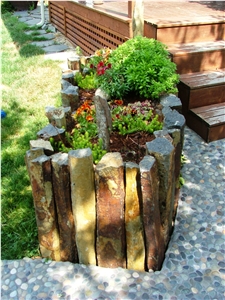 Black Basalt Garden Palisade ,Natural Stone Pillar in Garden for Decoration