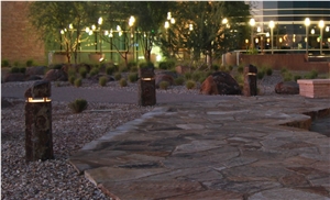 Black Basalt Lanterns for Landscape Decoration , Basalt Stone Lamp in Garden