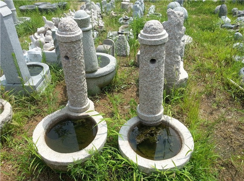 Garden Grey Shanqian Granite Water Bath Outdoor , Stone Water Basin in Garden ,Hand Carved Garden Stone Bird Bath