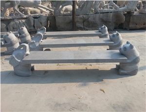 High Polished and Carved Granite Chair Stone Park Benches, Stone Animal Carved Bench