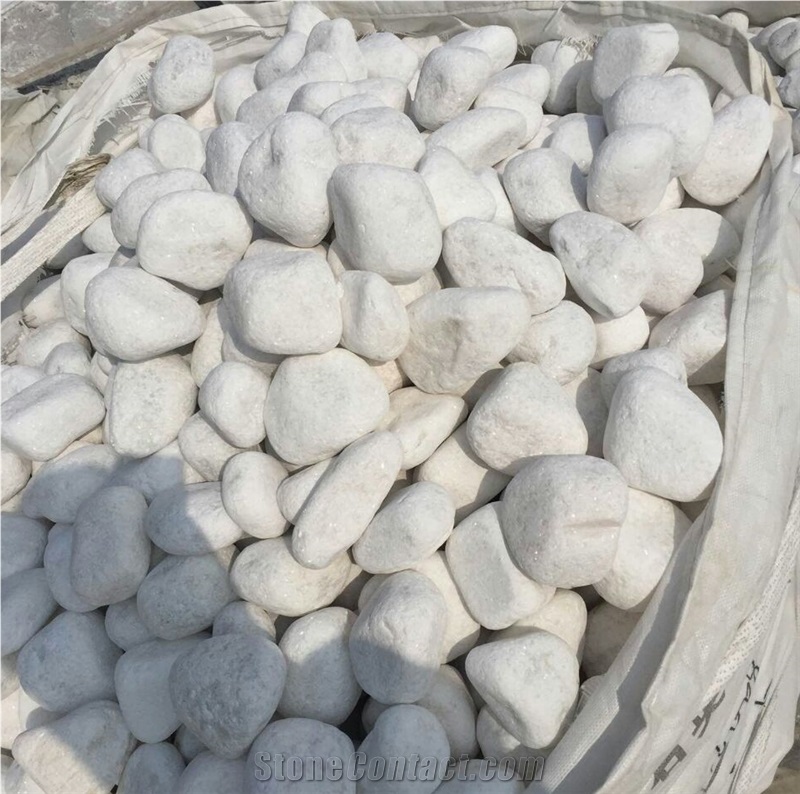 Hot Sale Tumbled Snow White Pebble Stone for Landscaping and Decoration, Snow White Mechaism Stone Pebble