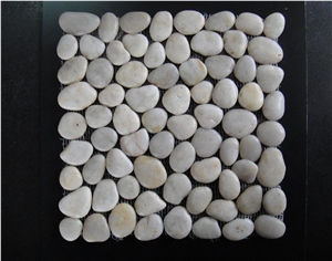 Interior Decorative Pebble Mosaic in Kitchen and Bathroom Paving , Polished Pebble Mosaic Tiles Indoor Paving and Decoration