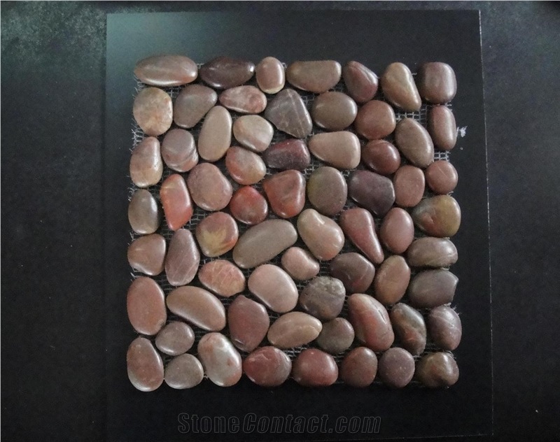 Interior Decorative Pebble Mosaic in Kitchen and Bathroom Paving , Polished Pebble Mosaic Tiles Indoor Paving and Decoration