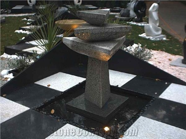 Natural Garden Stone Water Fountain with Led Light,Decorative Water Feature in Garden