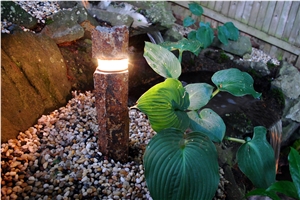 Natural Stone Exterior Garden Lantern ,Basalt Stone Lamp in Garden