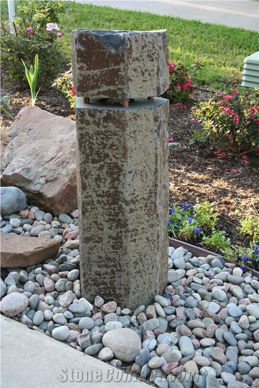 Natural Stone Exterior Garden Lantern ,Basalt Stone Lamp in Garden