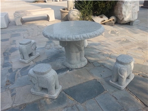 Natural Stone Garden Table and Benches in Landscaping ,Polished Stone Garden Bench