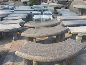 Polished Stone Garden Bench ,Grey Granite Outdoor Bench for Decoration ,Curved Stone Bench