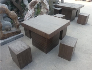 Sandstone Honed Garden Bench and Table