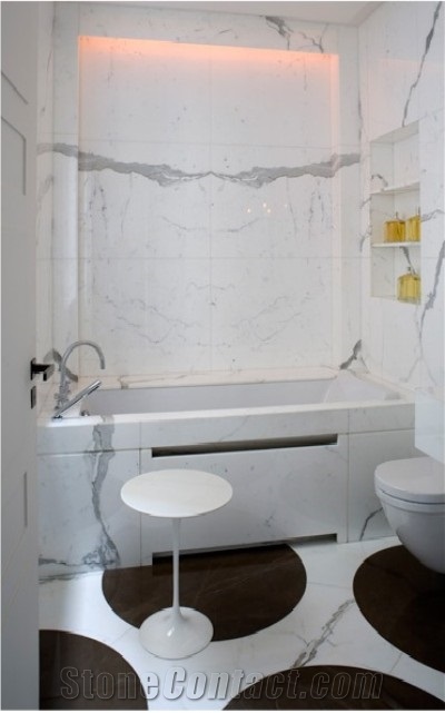 Calacatta Gold Marble Modern Bathroom Design