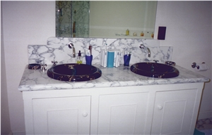 Arabescato Marble Vanity Top Nero Portoro Solid Sink