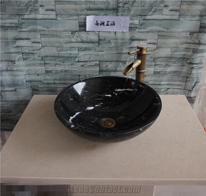 China Basins Black Nero Margiua Vessel Sinks, Wholesale Sinks,Distributed Basins, Farm Basins, Factory Nature Stone Sinks, Manufactured Cheap Round Wash Basins