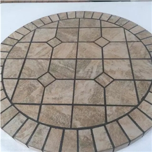 Stone Table, Duquesa Scura Brown Marble Round Table Tops, Mosaic Tabletops