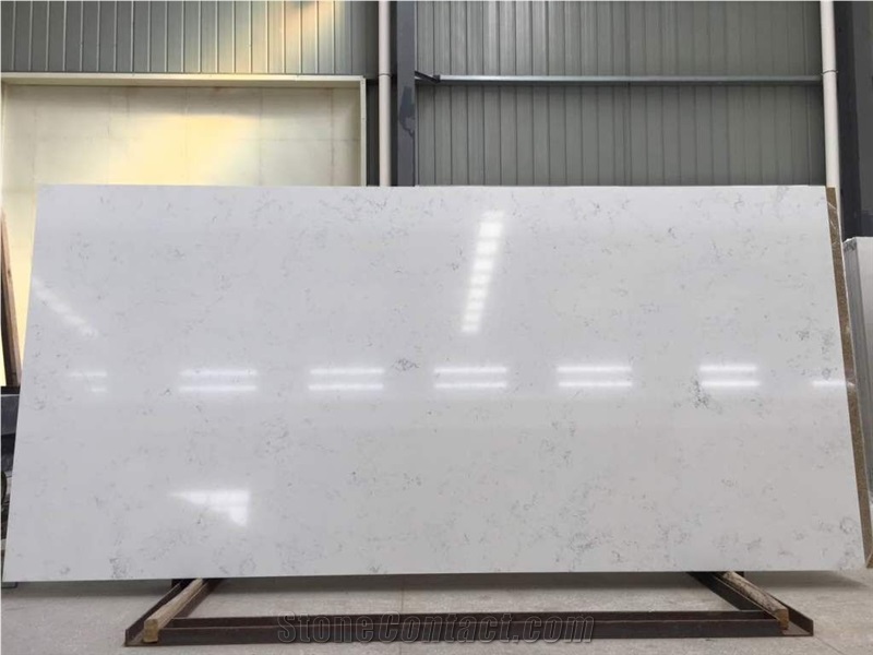 Carrara White Quartz Stone Slabs & Tiles, Engineered Stone