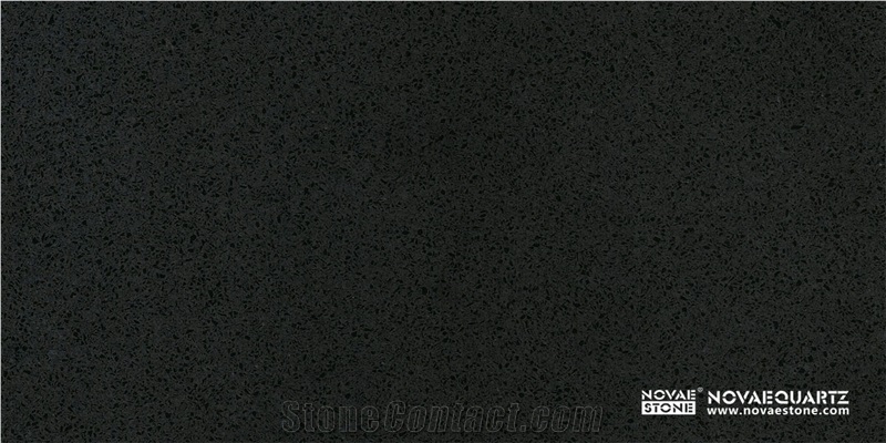 Pure Black Quartz Stone Slabs & Tiles, China Black Quartz